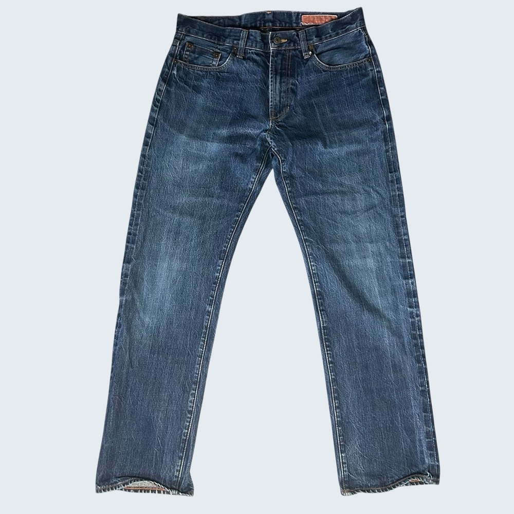 Jean Shop Men's 33x30 Selvedge Jeans Light Blue Wash Rocker Straight Leg Fit